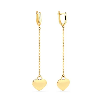 Золоті сережки з підвісками «Сердечка» (арт. 107260ж)