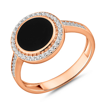 Золотое кольцо Лýна с эмалью и фианитами (арт. 140692е)