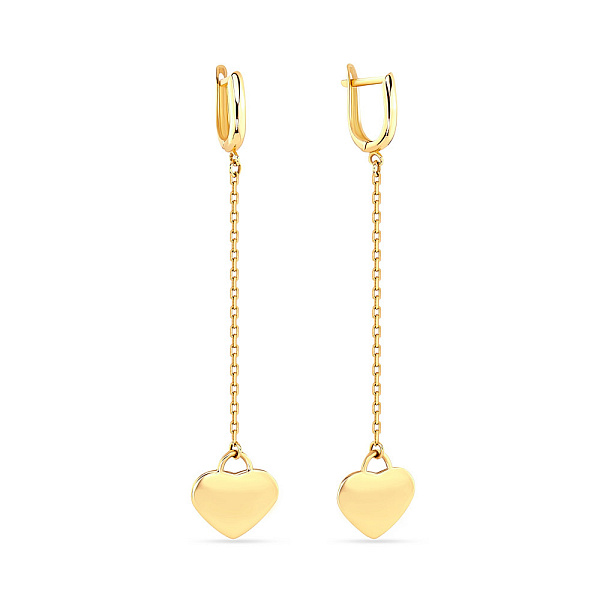 Золоті сережки з підвісками «Сердечка» (арт. 107260ж) – зображення 1