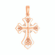 Золотий натільний хрестик з розп'яттям та емаллю (арт. 501644еб)