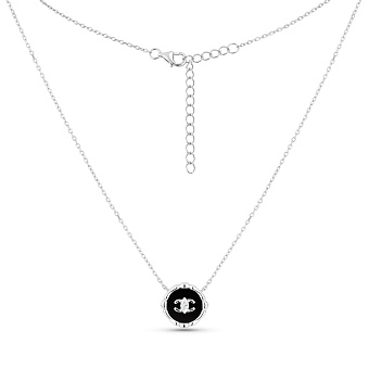 Серебряное колье с ониксом и фианитом (арт. 7507/2405о)