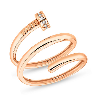 Тройное золотое кольцо в форме гвоздя (арт. 155544)