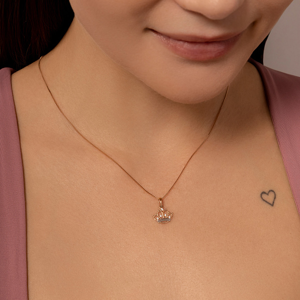 Кулон Корона из красного золота с фианитами (арт. 440615) – изображение 2