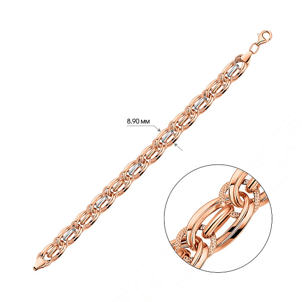 Золотой браслет в комбинированном цвете металла (арт. 325357кб) – изображение 2