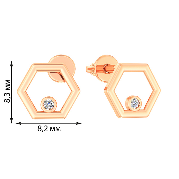 Сережки-пусети з золота з діамантами (арт. Т011370005) – зображення 2