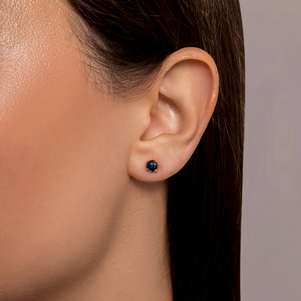 Золоті сережки пусети з сапфіром (арт. 111011Пс) – зображення 4