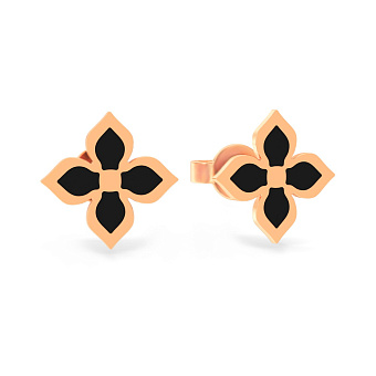 Золотые серьги пусеты с эмалью (арт. 1101194еч)