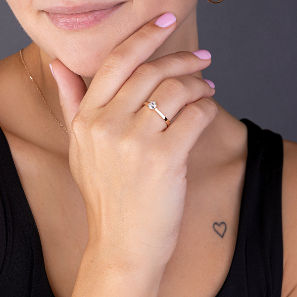 Золота заручальна каблучка з фіанітом (арт. 155953) – зображення 2