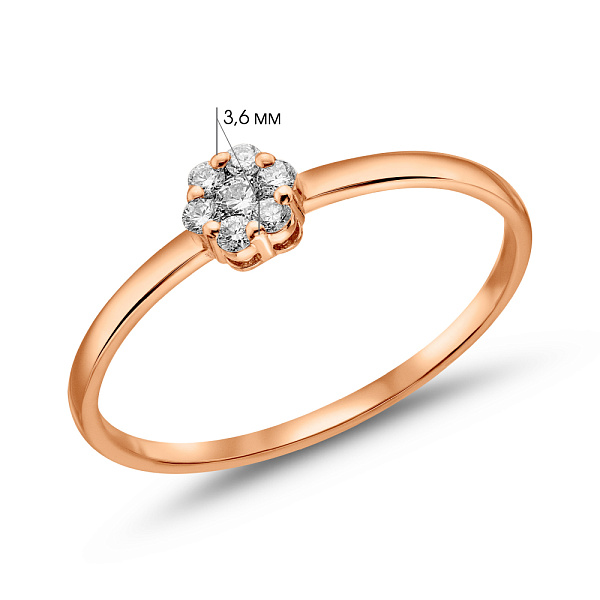 Кольцо из красного золота с бриллиантами (арт. К011285010) – изображение 4