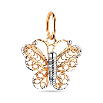 Фото Золотий підвіс Метелик без каменів (арт. 421432)