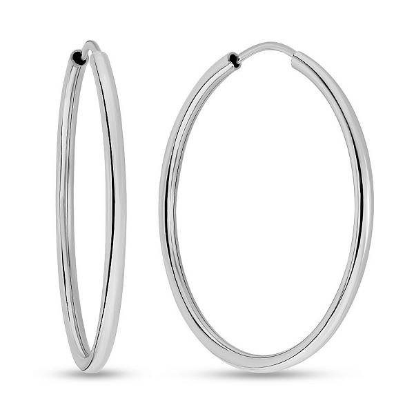 Серьги-кольца из белого золота без камней (арт. 122600/30б) – изображение 1