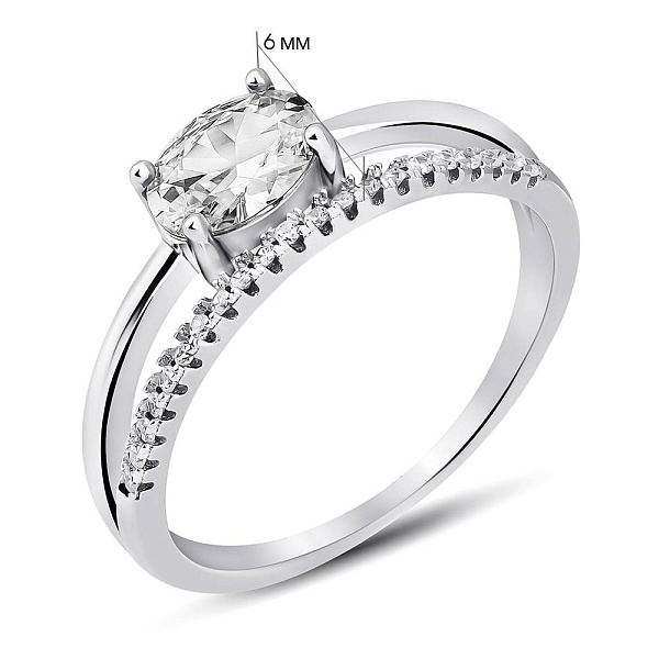 Серебряное двойное кольцо с фианитами (арт. 7501/8147) – изображение 2