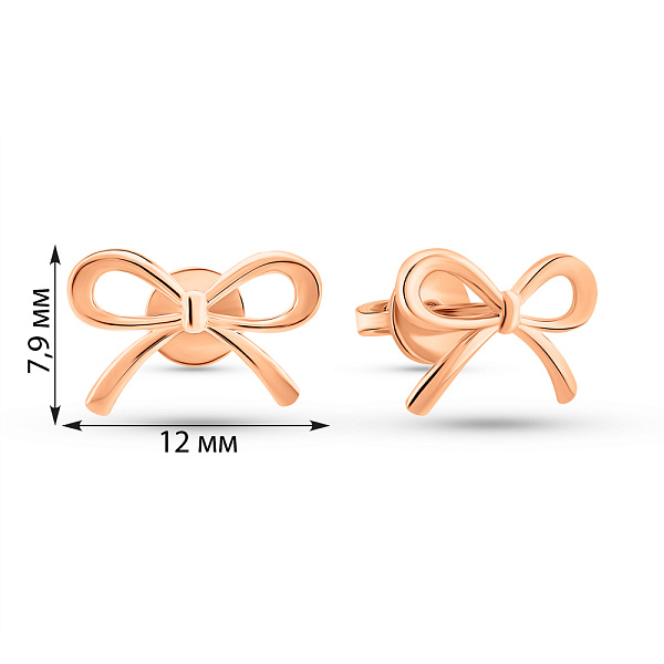 Золоті сережки-пусети Бантики (арт. 1101041) – зображення 3