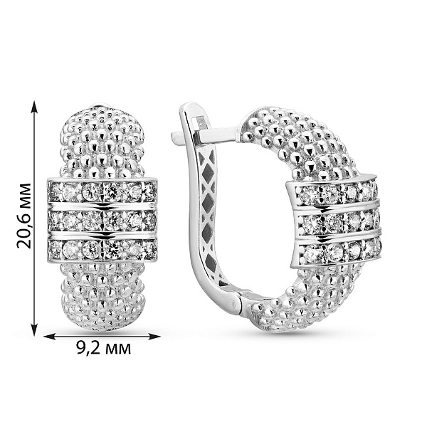 Сережки з білого золота з фіанітами (арт. 1092018б) – зображення 3