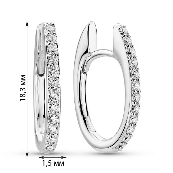 Сережки-кільця з білого золота з діамантами  (арт. С3414444030б) – зображення 2
