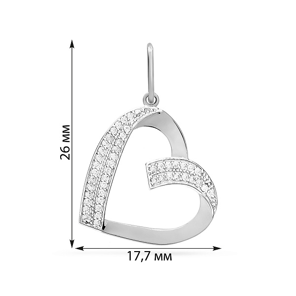 Золотая подвеска Сердечко с фианитами (арт. 422681б) – изображение 3