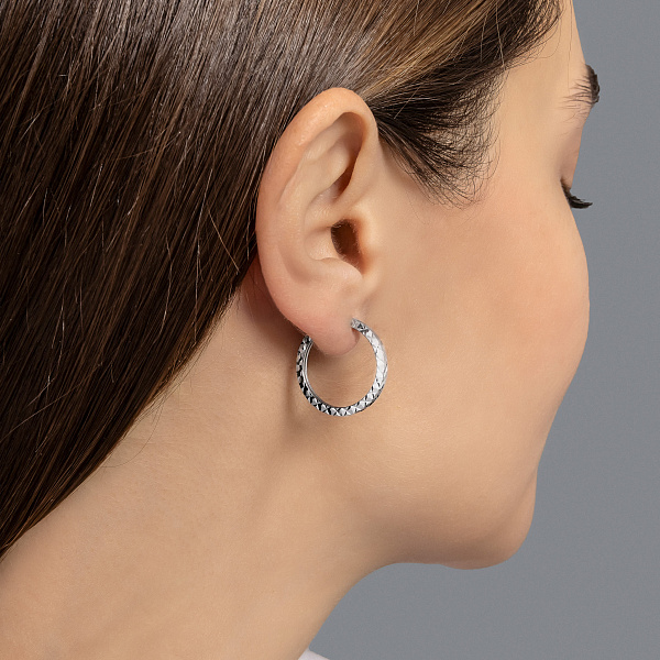 Серьги-кольца из белого золота (арт. 122104/20б) – изображение 3
