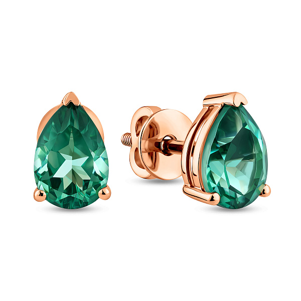 Золотые серьги-пусеты с кварцем (арт. 111230Пз) – изображение 1