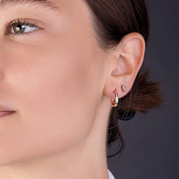 Сережки-пусети з червоного золота з діамантами (арт. Т011284010) – зображення 5