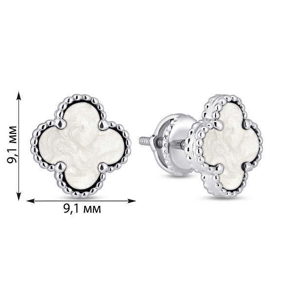 Серебряные серьги Клевер с перламутром (арт. 7518/2183761/9п) – изображение 2