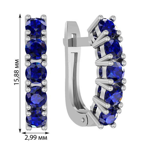 Золотые серьги с дорожкой с сапфиров (арт. 111027Пбс) – изображение 2