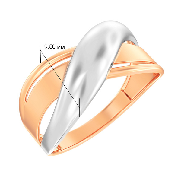 Кольцо золотое в красном и белом цвете металла (арт. 140816) – изображение 6