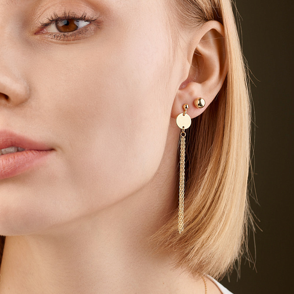 Пусеты «Монеты» из желтого золота (арт. 107881/10ж) – изображение 2