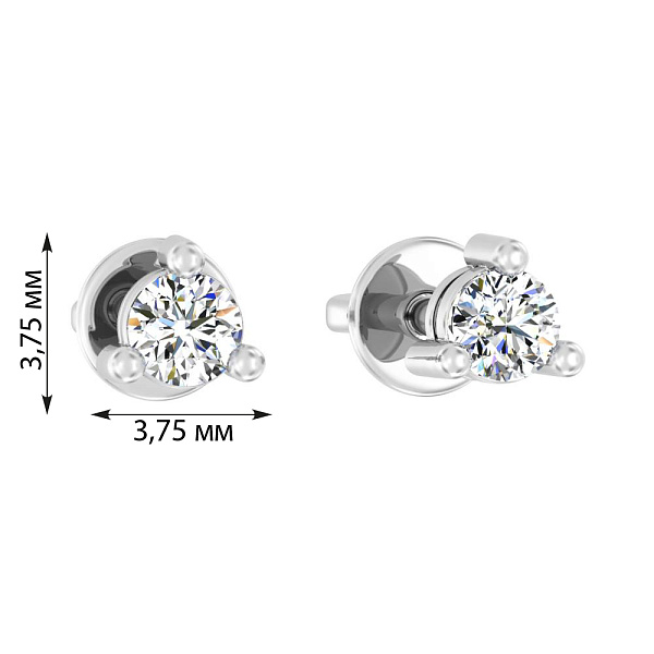 Пусеты из белого золота с бриллиантами  (арт. Т011237020б) – изображение 3