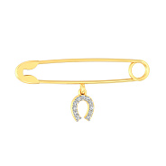 Золотая булавка «Подкова» с фианитами (арт. 360029ж)