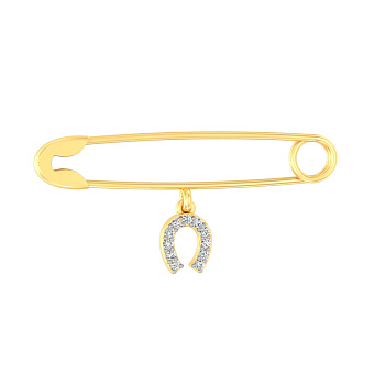 Золотая булавка «Подкова» с фианитами (арт. 360029ж)