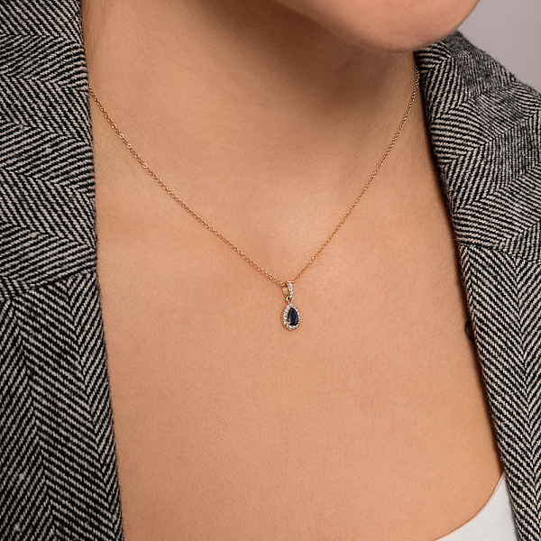 Золотий кулон з сапфіром та діамантами (арт. П011235с) – зображення 3