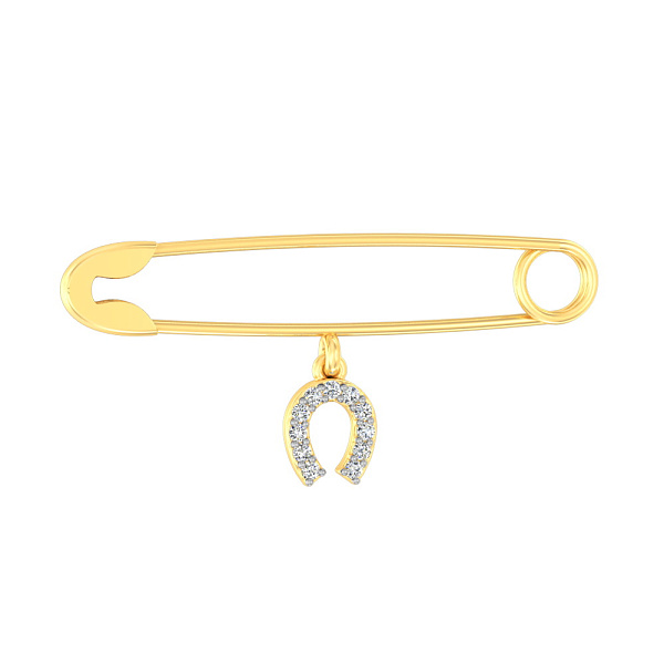 Золотая булавка «Подкова» с фианитами (арт. 360029ж) – изображение 1