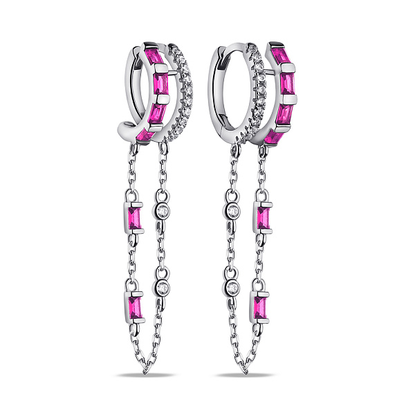 Срібні сережки з альпінітами та фіанітами (арт. 7502/9619/15ар) – зображення 1