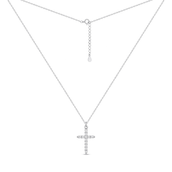 Серебряное колье с подвеской крест с фианитами (арт. 7507/2456) – изображение 2