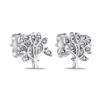 Срібні сережки-пусети Дерево життя (арт. 7518/7001)