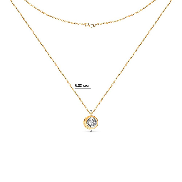 Кольє з жовтого золота з одним фіанітом (арт. 350547/3ж) – зображення 4