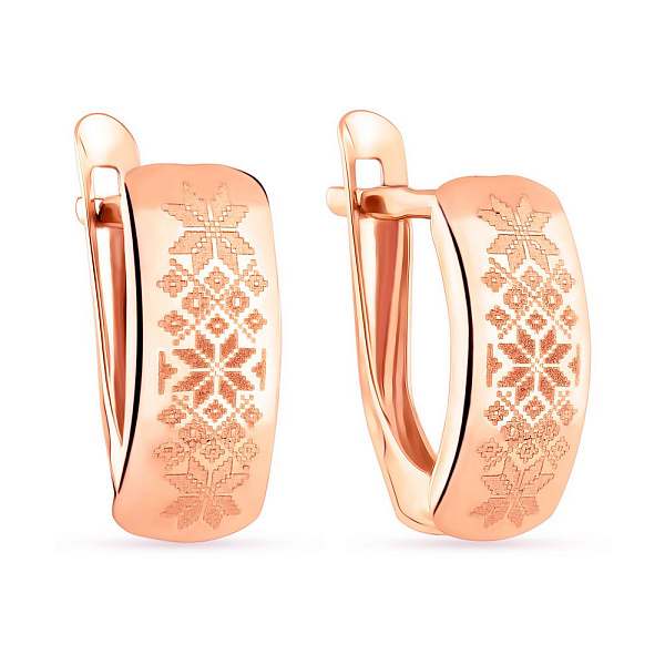 Золотые серьги с орнаментом (арт. 120625) – изображение 1