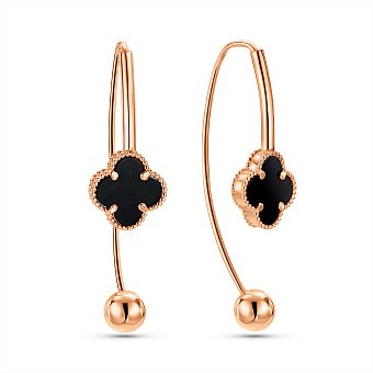 Золотые серьги с ониксом (арт. 1101200/10о)