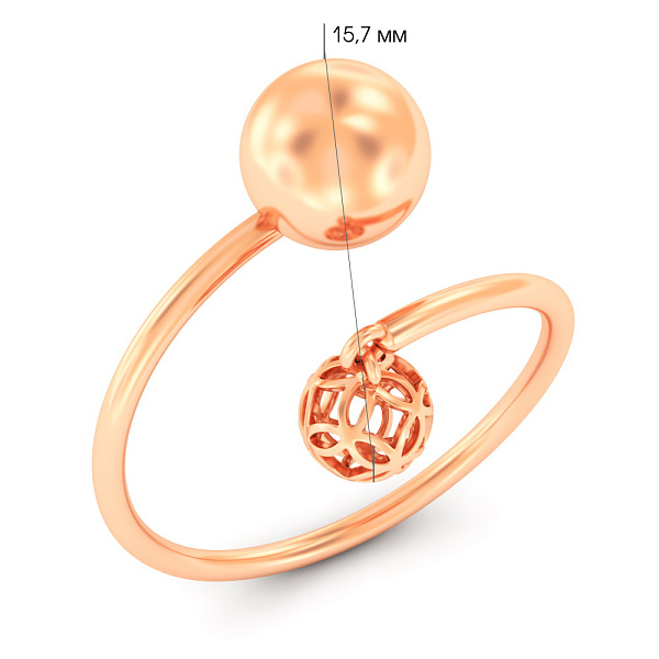 Каблучка з червоного золота (арт. 1401024) – зображення 4