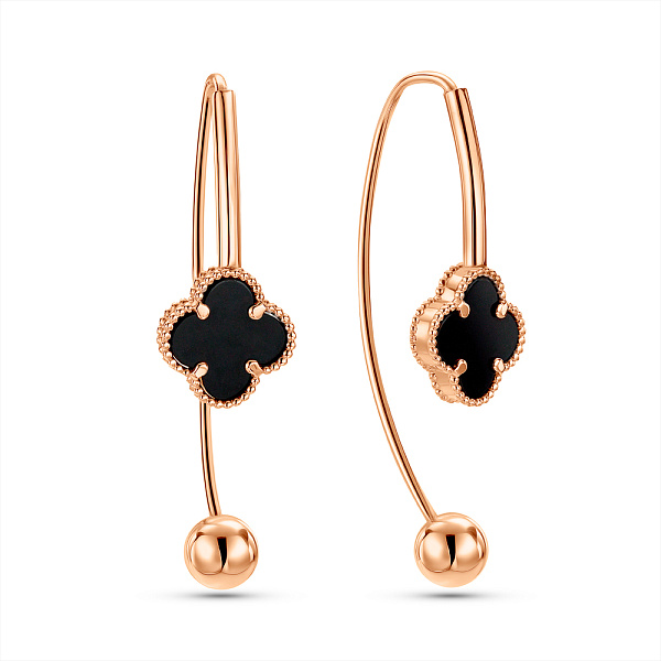 Золотые серьги с ониксом (арт. 1101200/10о) – изображение 1