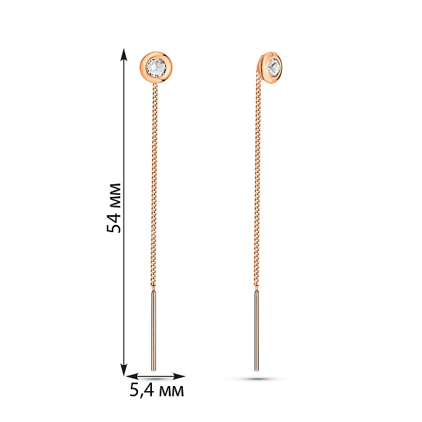 Золотые серьги-протяжки с фианитами (арт. 104980/3) – изображение 5
