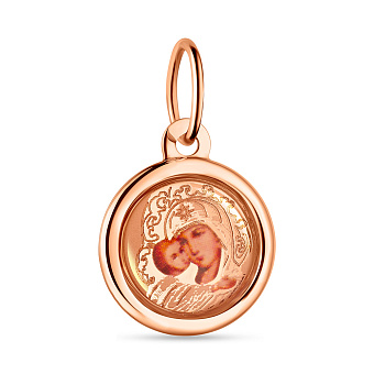 Круглая золотая ладанка Божья Матерь с младенцем (арт. 405100В)