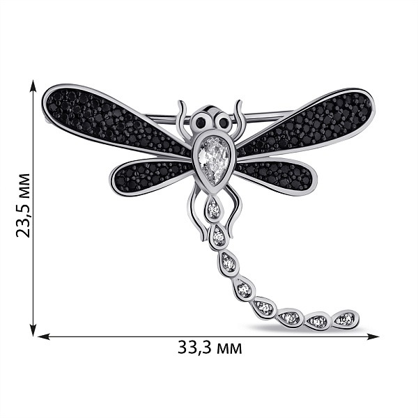 Брошка Стрекоза из серебра с фианитами (арт. 7505/БР2ФО/044) – изображение 2
