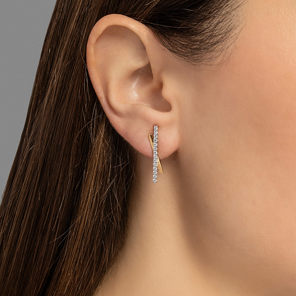 Серьги из желтого золота с фианитами (арт. 111076ж) – изображение 2