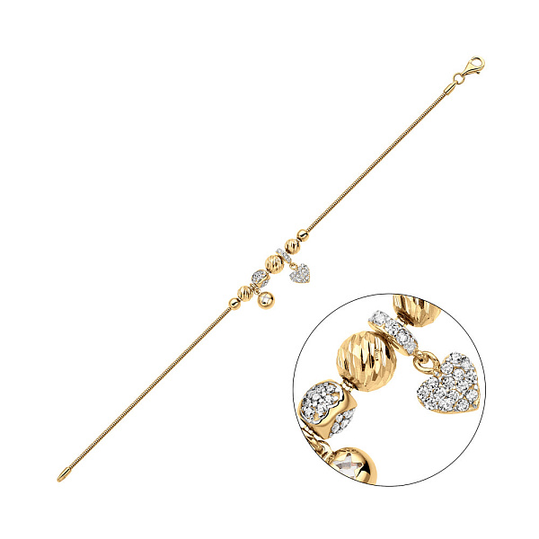 Браслет из желтого золота с фианитами (арт. 325680жП2) – изображение 1