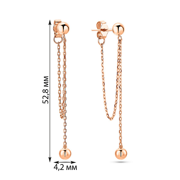 Золотые пусеты Fly с подвесками (арт. 109803/1) – изображение 6