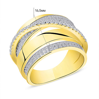 Широкое кольцо из серебра с желтым родированием  (арт. 7501/5757ж)