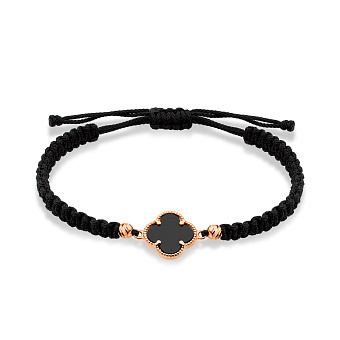 Фото Браслет на нитці з оніксом і золотими вставками (арт. 340102чоа)