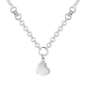 Фото Колье Сердце из белого золота с фианитами (арт. 353020б)