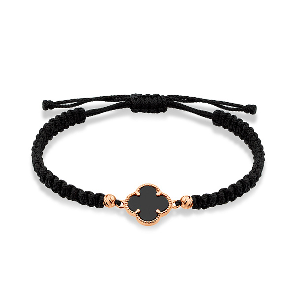 Браслет на нитці з оніксом і золотими вставками (арт. 340102чоа) – зображення 1